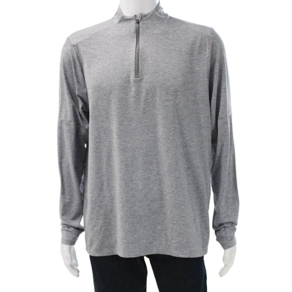 Nike Mens Gray Polyester Mock Neck Zip Pullover Casual Long Sleeve Size L